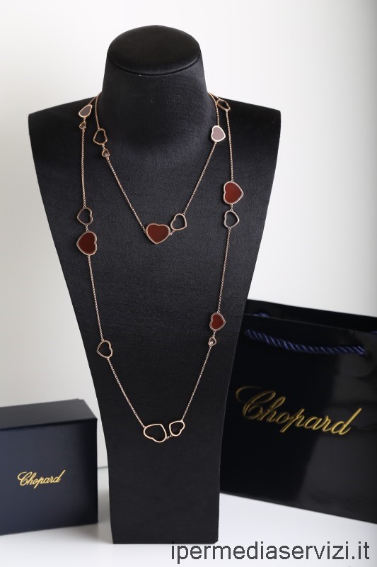 Replik Chopard Happy Hearts Sautoir Diamanten Halskette In Rot