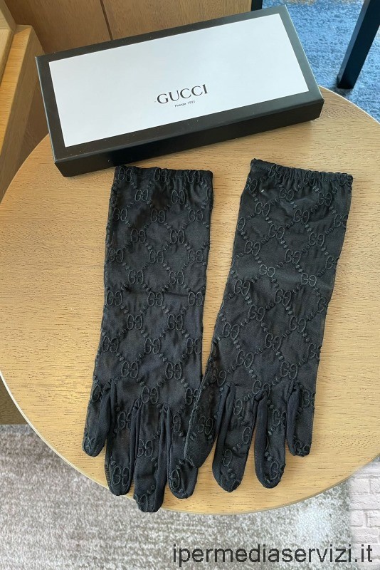 Replica Gucci Black GG Technischer Mesh-Handschuh Lxl