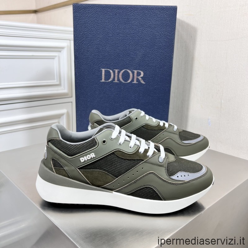 Replica Dior B29 Sneakers Basse Uomo In Rete Tecnica Verde E Suede Con Pelle Di Vitello Liscia Verde 38 A 45