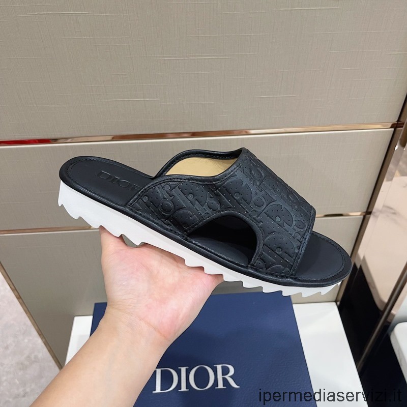 Replica Dior Nero Dior Oblique Sandalo In Pelle Goffrata Da 38 A 45