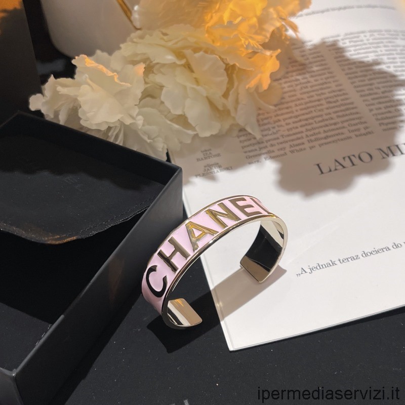 Replica Bracciale Rigido Chanel Oro Rosa Con Monogramma Logo Polsino