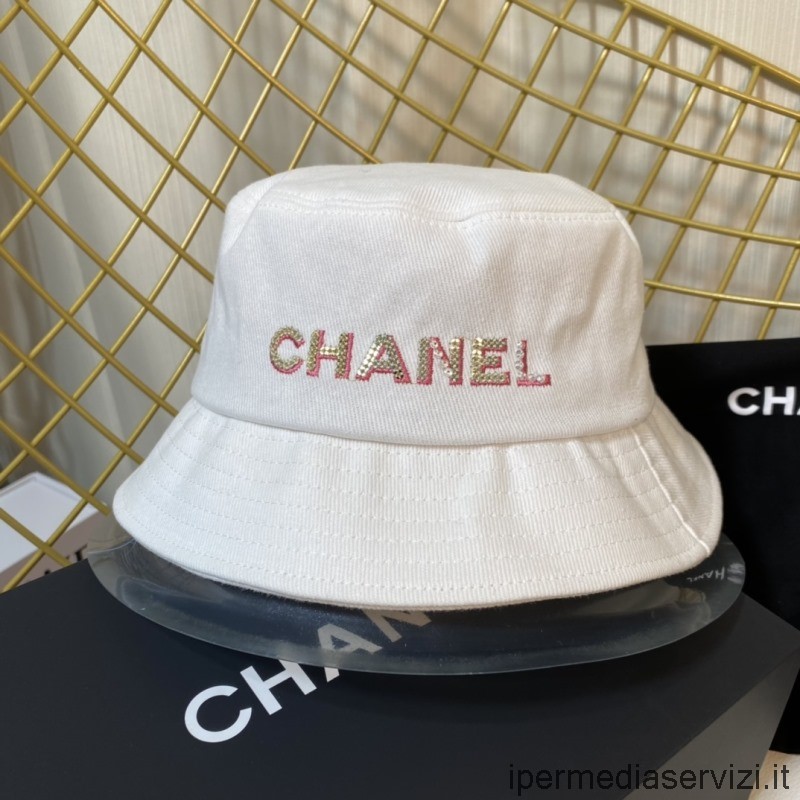 Replica Chanel Cappello A Secchiello In Cotone Bianco
