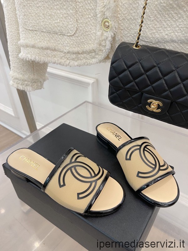 Sandalo Chanel Replica 2022 Cc In Rete Con Logo In Beige Da 35 A 41