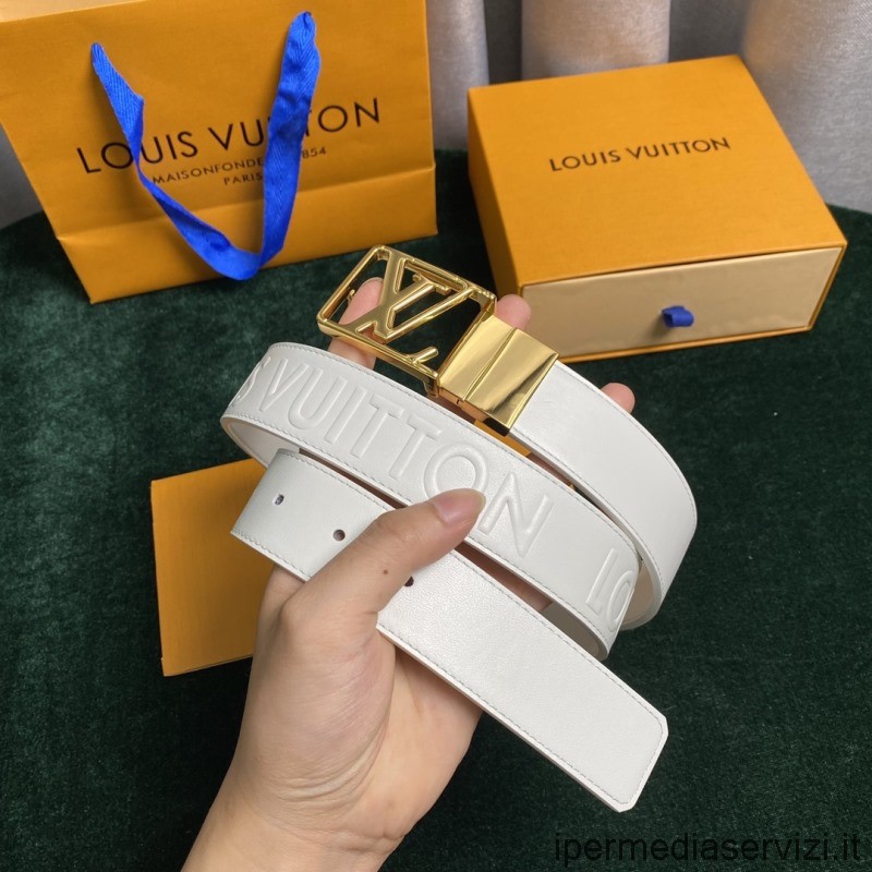 Replica Louis Vuitton Lv Aerogram 35mm αναστρέψιμη λευκή δερμάτινη ζώνη