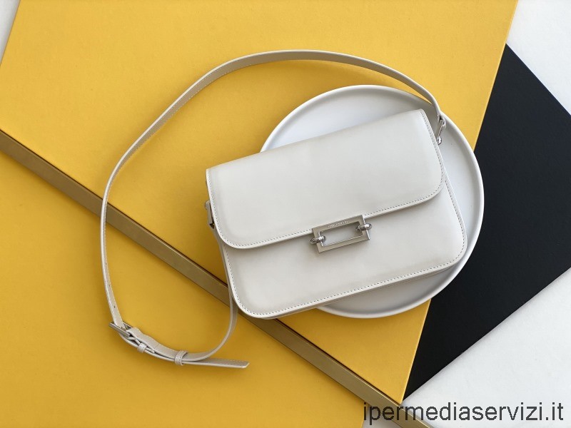 ρεπλίκα Saint Laurent Fermoir δερμάτινη τσάντα ώμου σε λευκό χρώμα 657186 24x17x8cm