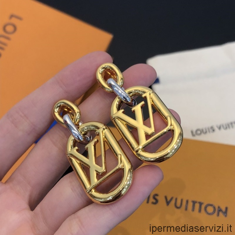 Replica Louis Vuitton Everday Lv χρυσά σκουλαρίκια με αλυσίδα