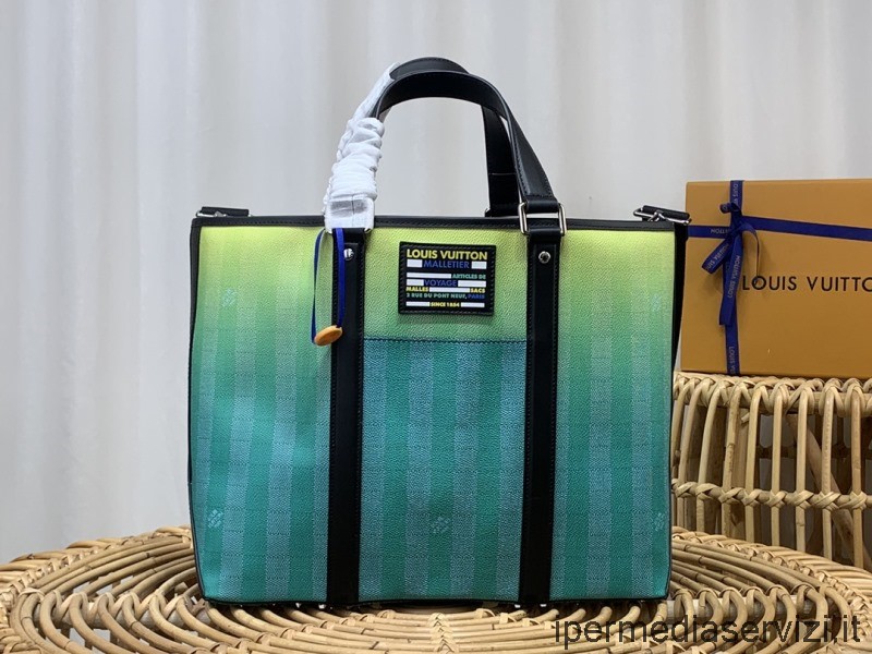 ρεπλίκα Louis Vuiton Wkd Tote Pm τσάντα σε ντεγκραντέ πράσινες ρίγες καμβάς Damier M59919 37x29x13cm