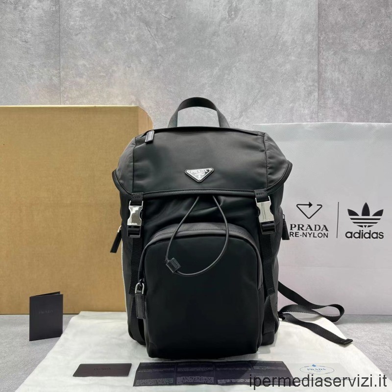 ρεπλίκα Prada X Adidas μαύρο ρε νάιλον σακίδιο πλάτης 2vz135 45x17x27cm