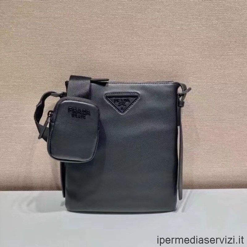 ρεπλίκα Prada μαύρη δερμάτινη τσάντα Messenger 22x26cm