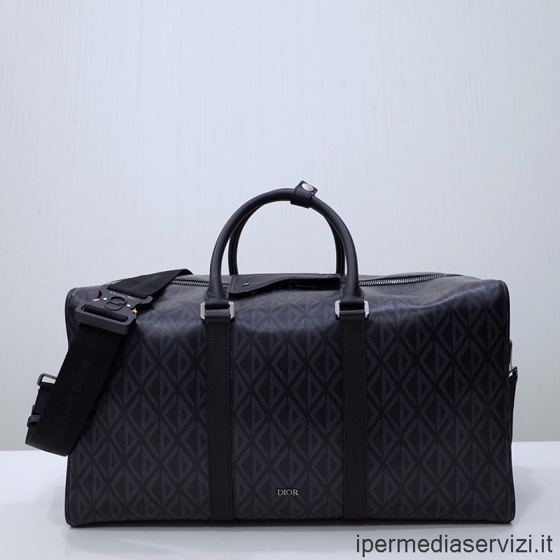 ρεπλίκα Dior Lingot 50 Duffle μαύρο Cd διαμαντένιο καμβά τσάντα ώμου χιαστί με επάνω λαβή 50x25x21cm