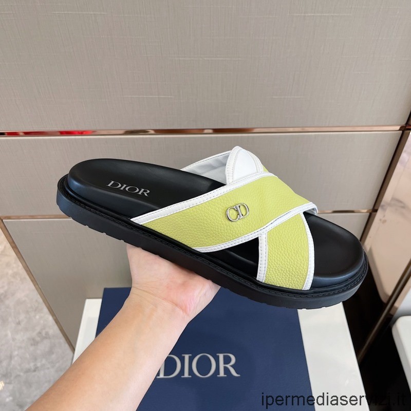Replica Dior Aqua Slide πέδιλο σε κίτρινο δέρμα 38 έως 45