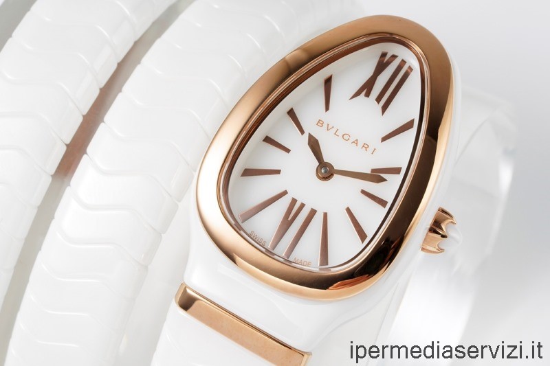 ρεπλίκα Bvlgari Vip Serpenti Spiga γυναικείο ρολόι σε λευκό κεραμικό 35mm