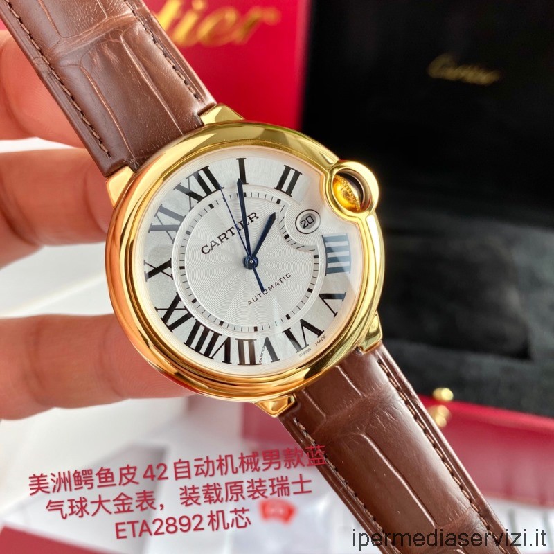 ρεπλίκα Cartier Vip Ballon Bleu De Cartier αυτόματο ανδρικό ρολόι W6900551 καφέ