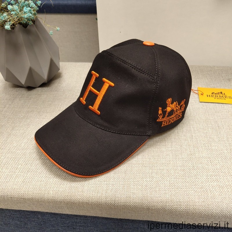 Ρεπλίκα Hermes Paris καπέλο καπέλο μπέιζμπολ από καμβά καφέ