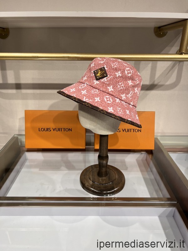 καπέλο κουβά μονόγραμμα αντίγραφο του Louis Vuitton σε ροζ χρώμα