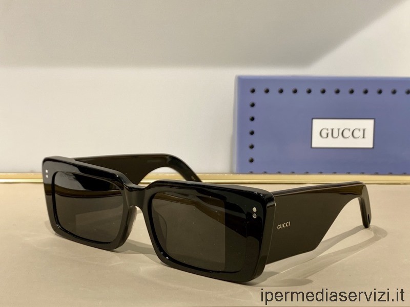 Replica Gucci Acetate ορθογώνια πτερύγια γυαλιά ηλίου Gg0543 μαύρα