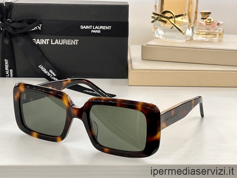 ρεπλίκα Saint Laurent ρεπλίκα τετράγωνο σκελετό γυαλιά ηλίου οξικό Sl534 καφέ