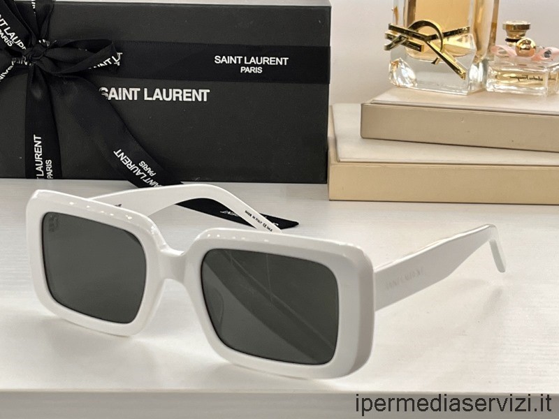 ρεπλίκα Saint Laurent ρεπλίκα τετράγωνο σκελετό γυαλιά ηλίου οξικό Sl534 λευκό