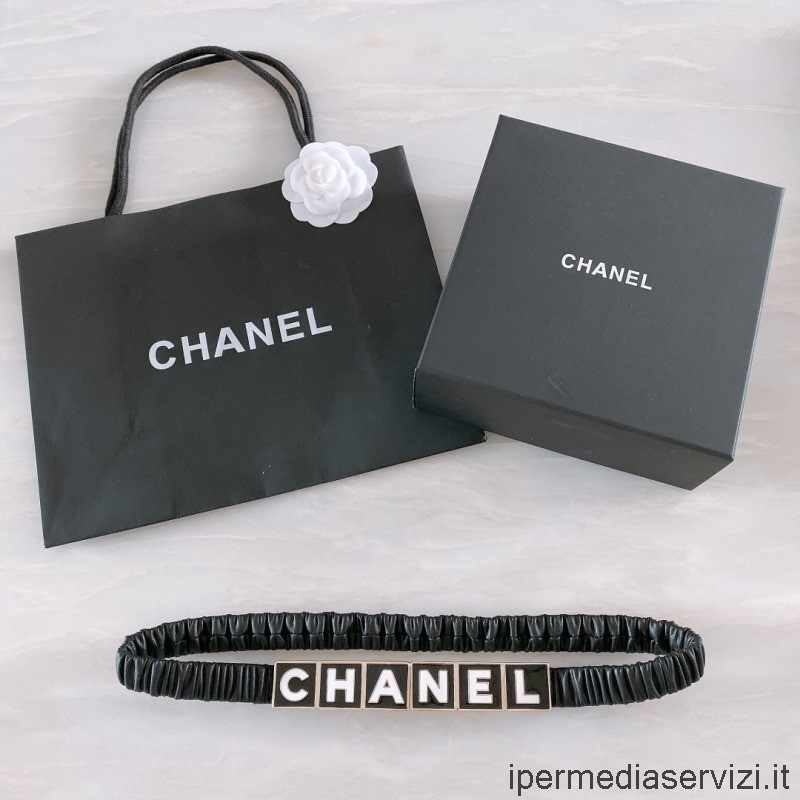 Replica Chanel Monogarm Chanel Matelasse δερμάτινη ζώνη σε μαύρο χρώμα 20mm