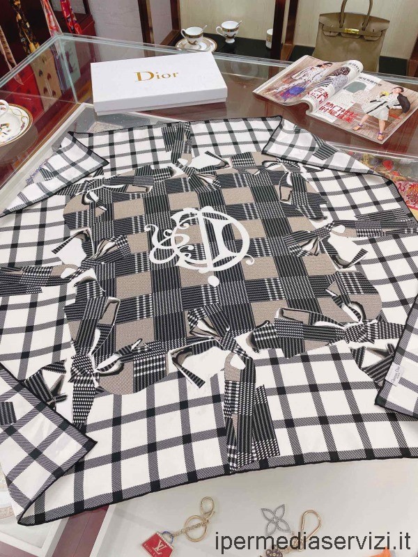 Replica Dior Zodiac Printed τετράγωνο μεταξωτό φουλάρι σε γκρι 90x90cm