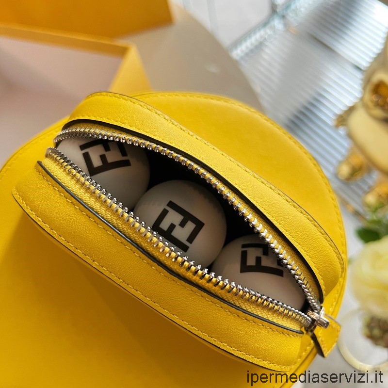 ρεπλίκα Fendi κίτρινο δερμάτινο σετ πινγκ πονγκ φορέας ρακέτας