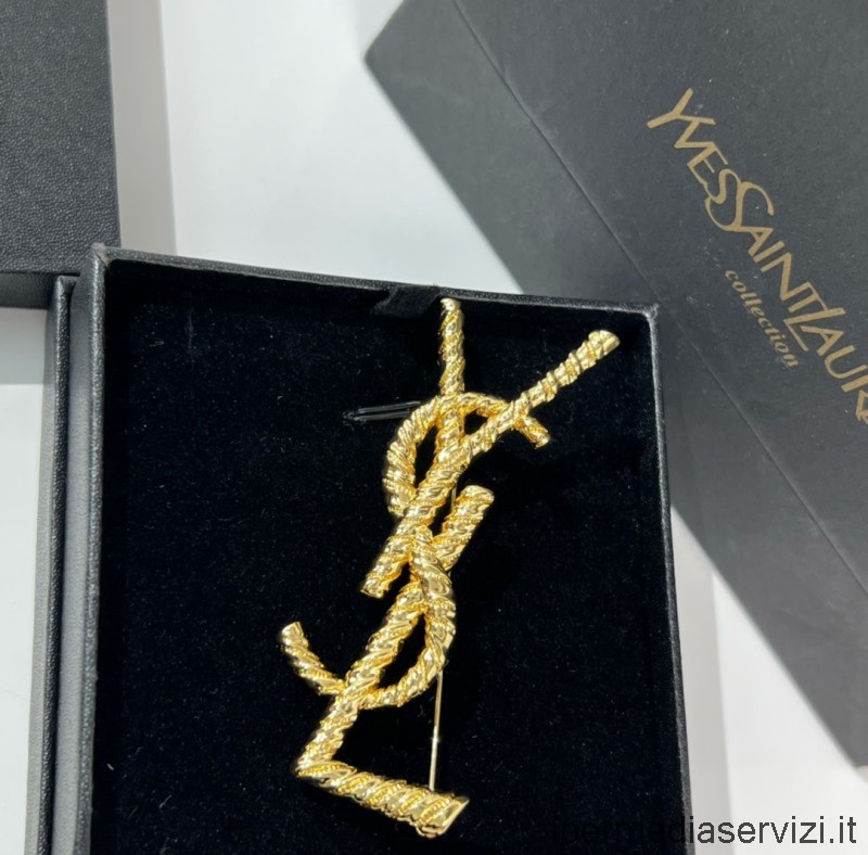 ρεπλίκα Saint Laurent Vip Opyum Ysl λογότυπο στριφτή καρφίτσα σε χρυσό