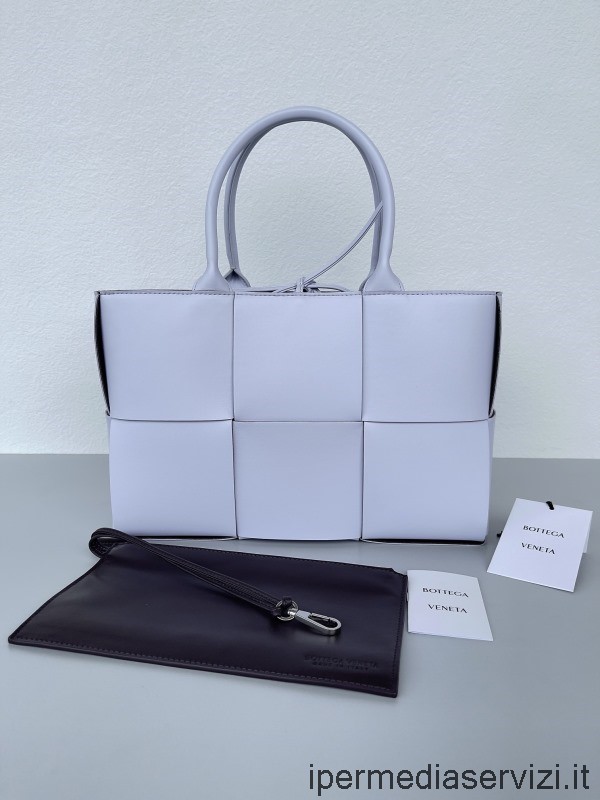 ρεπλίκα Bottega Veneta Arco μικρή Intreccio δερμάτινη τσάντα Tote σε λευκό 30x20x14 Cm