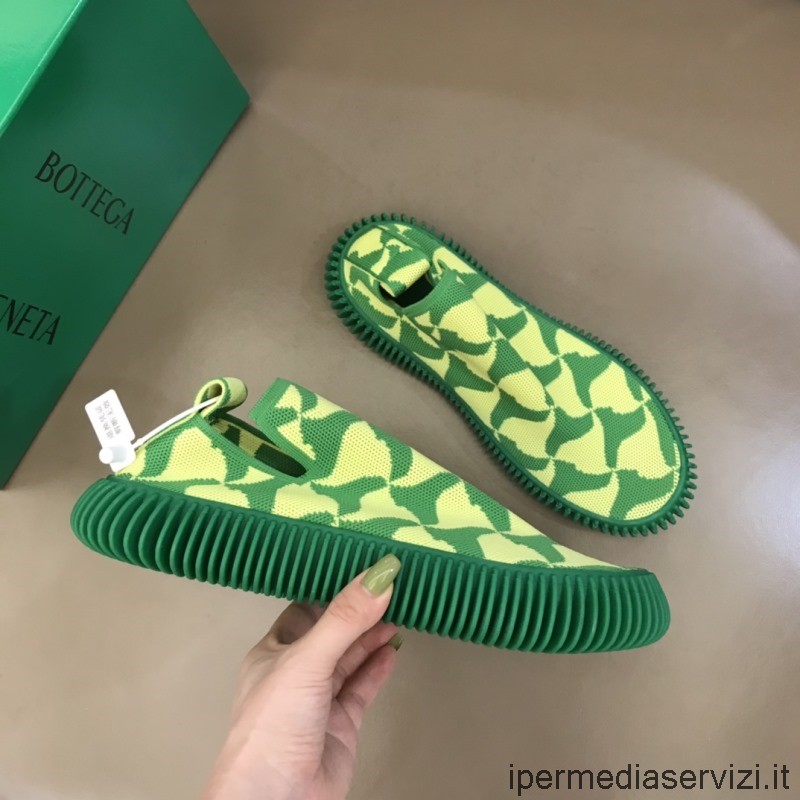 ρεπλίκα Bottega Veneta κυματιστό τρίγωνο τεχνολογίας πλεκτό Slip σε κυματιστά αθλητικά παπούτσια πράσινο κίτρινο 39 έως 45