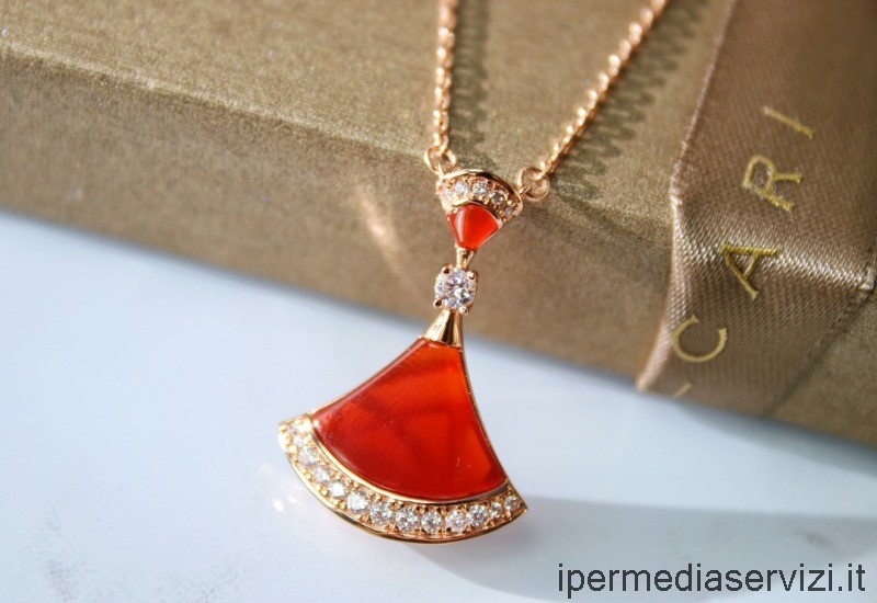 Ρεπλίκα Bvlgari Vip ντίβες ονειρεμένο κολιέ σε κόκκινο χρώμα με διαμάντια Pave