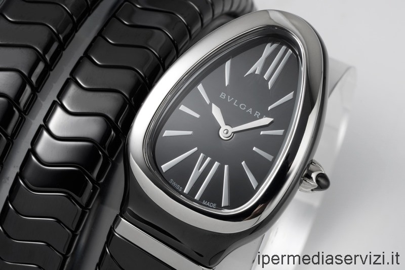 ρεπλίκα Bvlgari Vip Serpenti Spiga γυναικείο ρολόι σε μαύρο κεραμικό 35mm