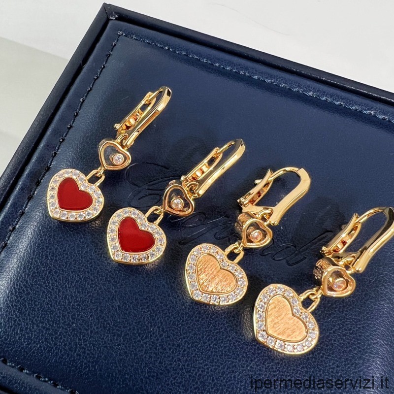 ρεπλίκα Chopard Vip σκουλαρίκια χαρούμενες καρδιές με διαμάντια σε χρυσό