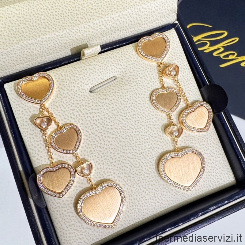 ρεπλίκα Chopard Vip χαρούμενες καρδιές χρυσές καρδιές σκουλαρίκια με διαμάντια