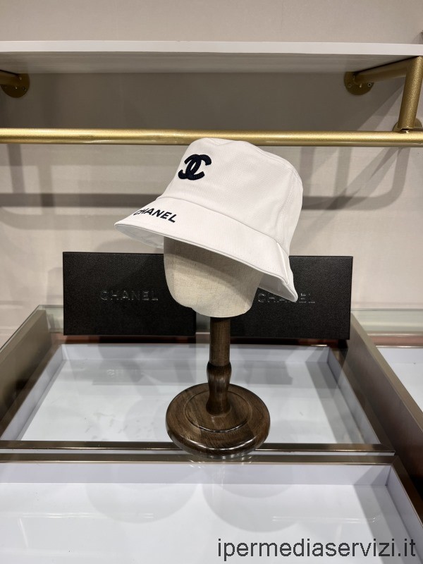 ρεπλίκα Chanel Cc λογότυπο βαμβακερό καπέλο κουβά καπέλο λευκό