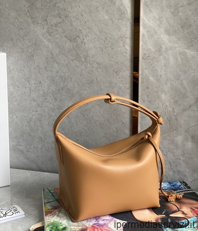 ρεπλίκα Loewe μικρή κυβική τσάντα χιαστί ώμου από δέρμα μοσχαριού καφέ 20x17x12 Cm