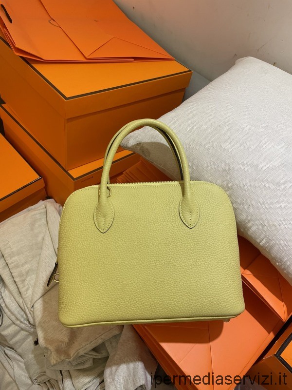 Replica Hermes Bolide 25 Leather Shoulder Tote Crossbody Bag in Yellow