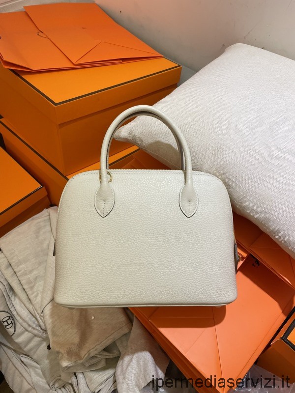 Ρεπλίκα Hermes Bolide 25 δερμάτινη τσάντα χιαστί ώμου σε λευκό χρώμα