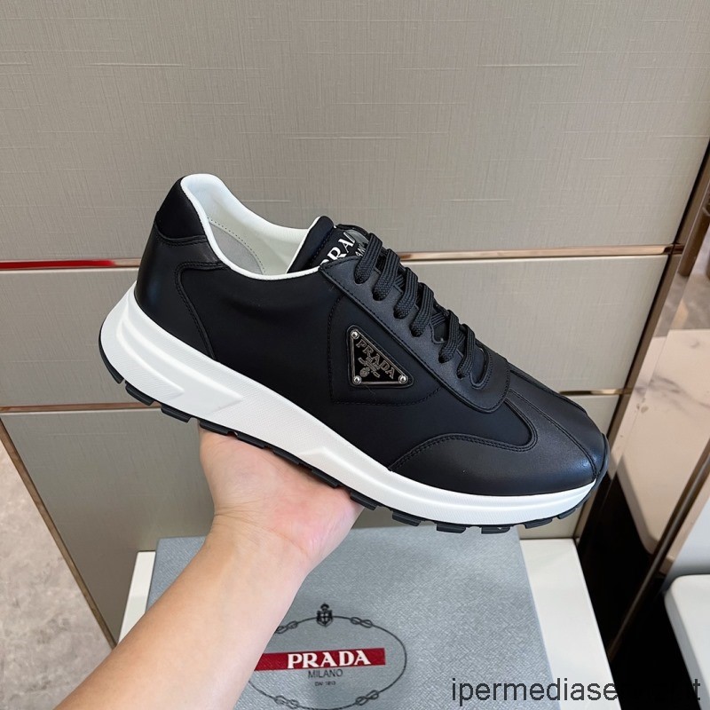 ρεπλίκα Prada Prax 1 μαύρο ρε νάιλον και δέρμα μοσχαριού ανδρικά αθλητικά παπούτσια 38 έως 45