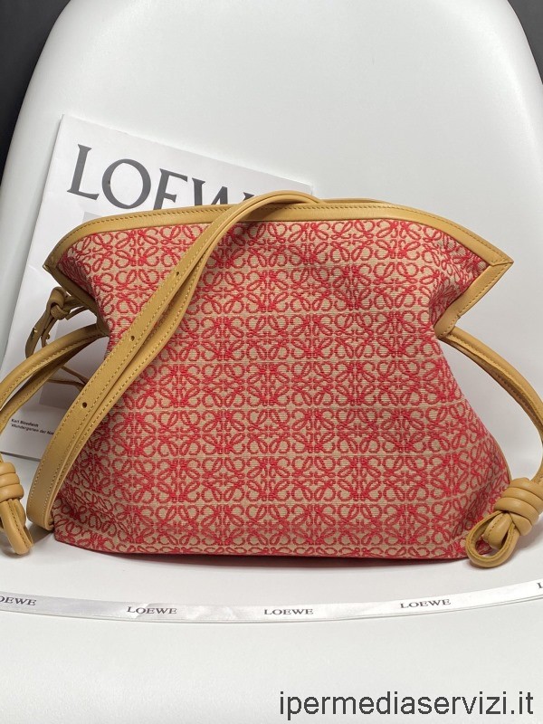 ρεπλίκα Loewe Flamenco Clutch τσάντα ώμου χιαστί κόκκινη ζεστή έρημος αναγραμματισμός ζακάρ και δέρμα μοσχαριού 30x24x10cm