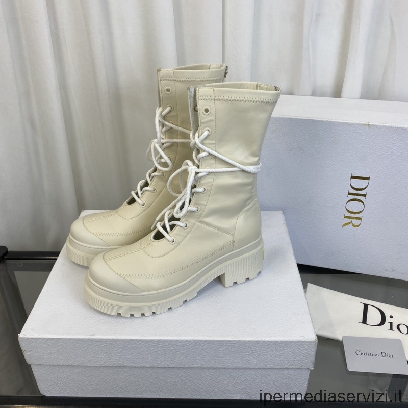 Replica Dior 2022 λευκές καμβά και δερμάτινες μπότες 35 έως 40
