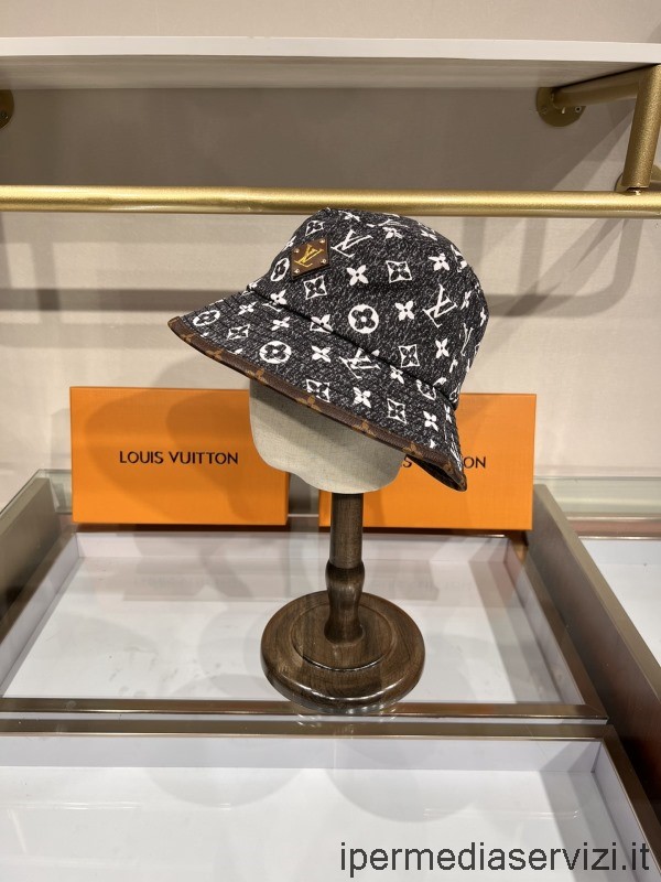Replica Louis Vuitton μονόγραμμα καπέλο κουβά καπέλο σε μαύρο χρώμα