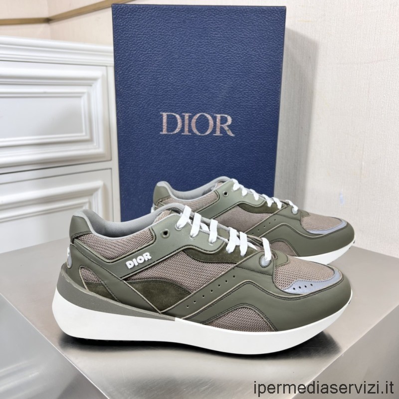 Ανδρικά Sneakers Replica Dior B29 σε γκρι τεχνικό πλέγμα και σουέτ με μπλε απαλό δέρμα μοσχαριού 38 έως 45