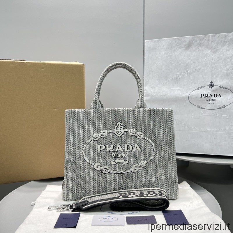 Ρεπλίκα Prada μεγάλη Tote τσάντα Canapa σε γκρι 35x29x10cm