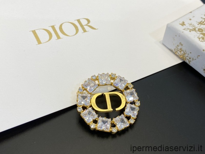 ρεπλίκα Dior Pitit Cd καρφίτσα με λευκά ασημένια κρύσταλλα