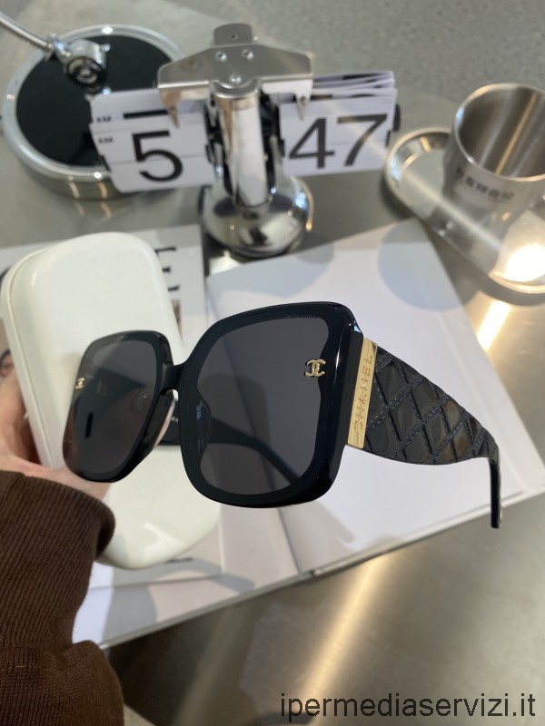 ρεπλίκα Chanel ρεπλίκα γυαλιά ηλίου Ch0752 μαύρα