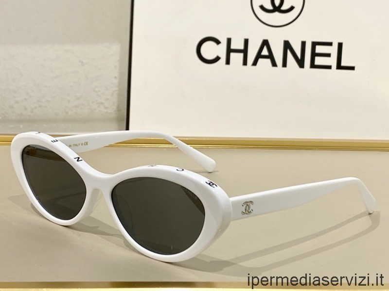 ρεπλίκα Chanel ρεπλίκα οβάλ γυαλιά ηλίου Ch5416 λευκό