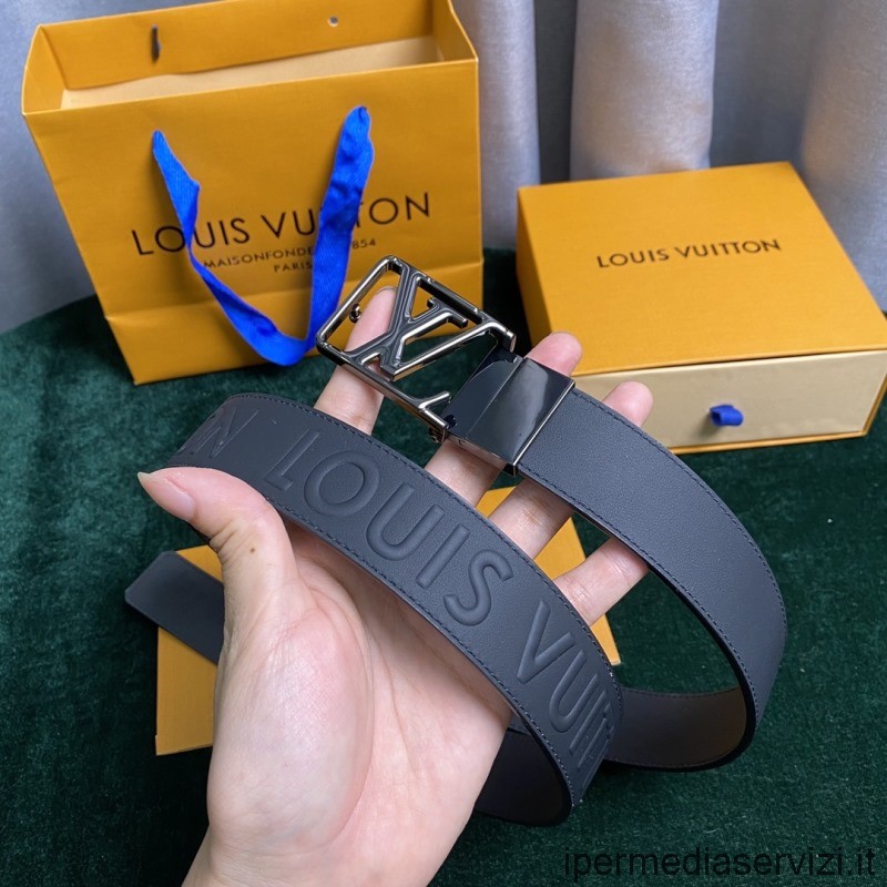 Replica Louis Vuitton Lv Aerogram 35mm αναστρέψιμη μαύρη δερμάτινη ζώνη