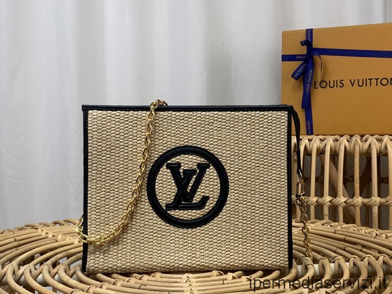 Ρεπλίκα θήκη περιποίησης Louis Vuitton σε τσάντα αλυσίδας σε φυσική μαύρη ράφια M81366 25x20x5cm