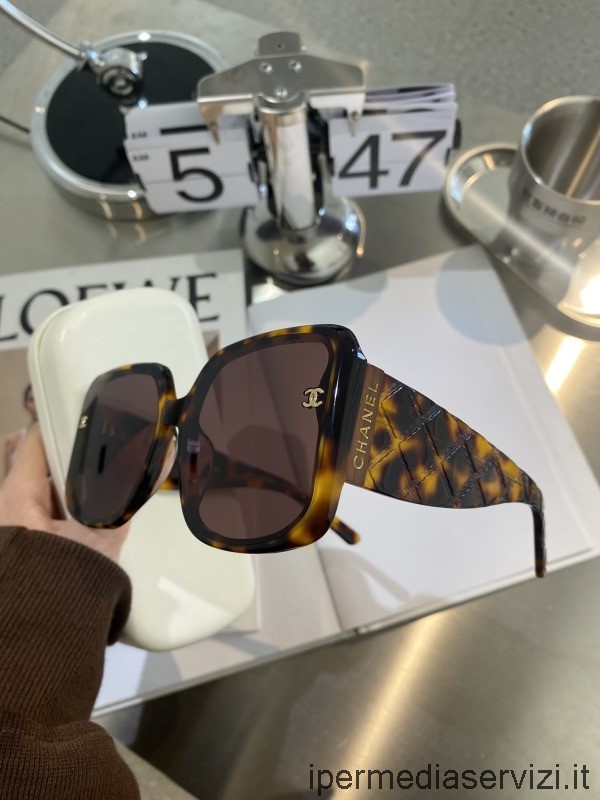 ρεπλίκα Chanel ρεπλίκα γυαλιά ηλίου Ch0752 καφέ