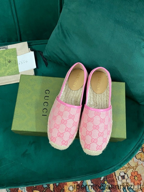 ρεπλίκα Gucci γυναικεία ροζ Gg καμβά ζακάρ εσπαντρίγια ίσια παπούτσια 35 έως 40