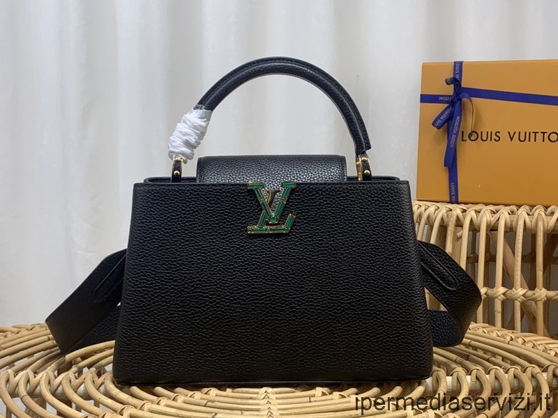 ρεπλίκα Louis Vuitton Capucines Pm τσάντα χιαστί ώμου σε μαύρο δέρμα Taurillon M59066 M48865 31x20x11cm